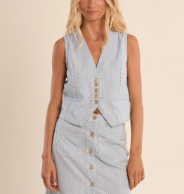 Molly Bracken Spencer Stripe Denim Vest