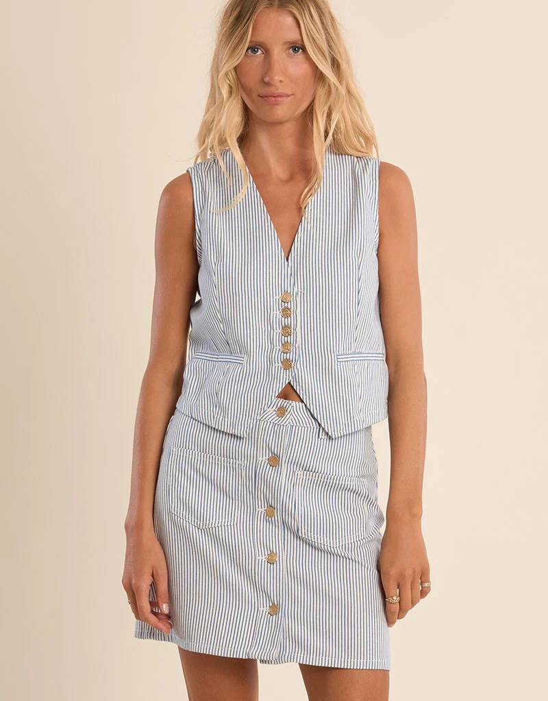 Molly Bracken Spencer Stripe Denim Vest