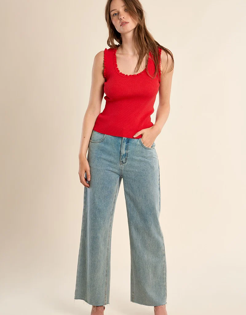 Molly Bracken Lauren Knitted Tank Top in Red