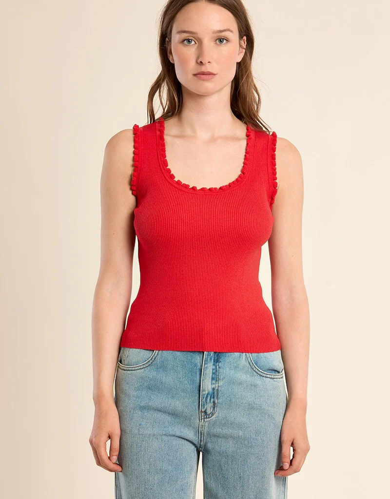Molly Bracken Lauren Knitted Tank Top in Red