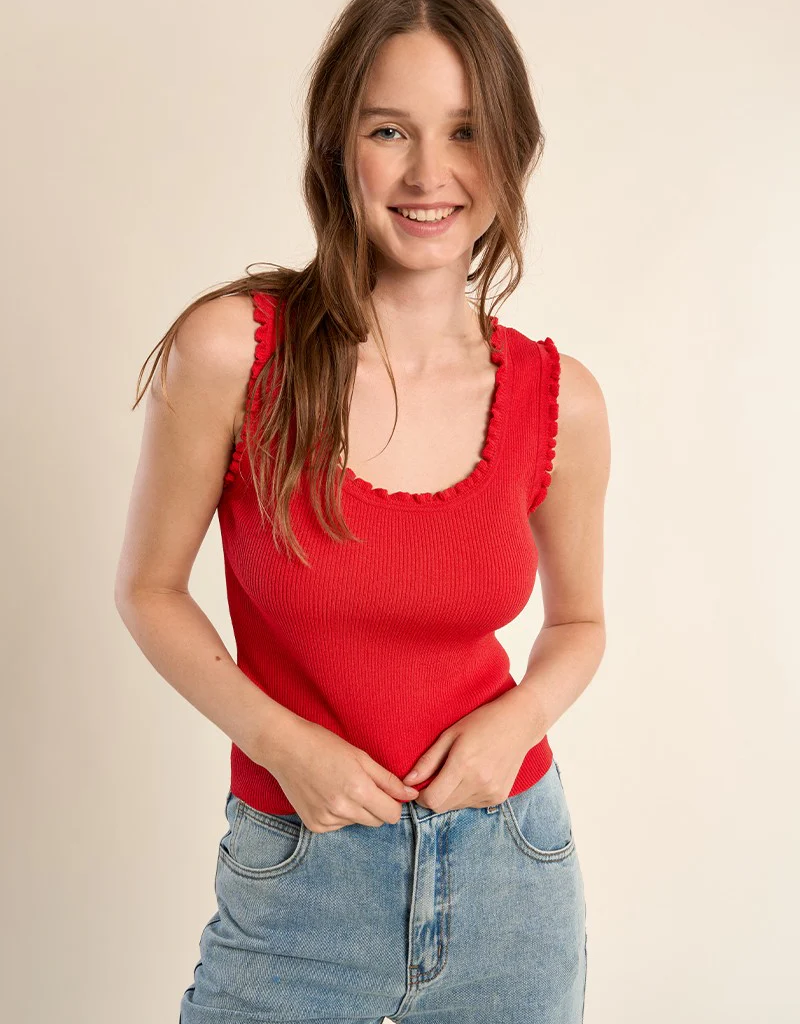 Molly Bracken Lauren Knitted Tank Top in Red