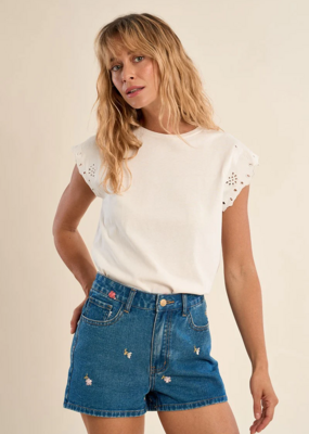 Molly Bracken Audrina Embroidered Denim Shorts