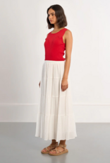 Molly Bracken Brody Tiered Skirt in White