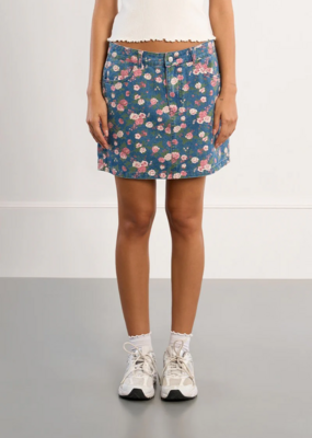 Molly Bracken Frankie Floral Printed Denim Mini Skirt