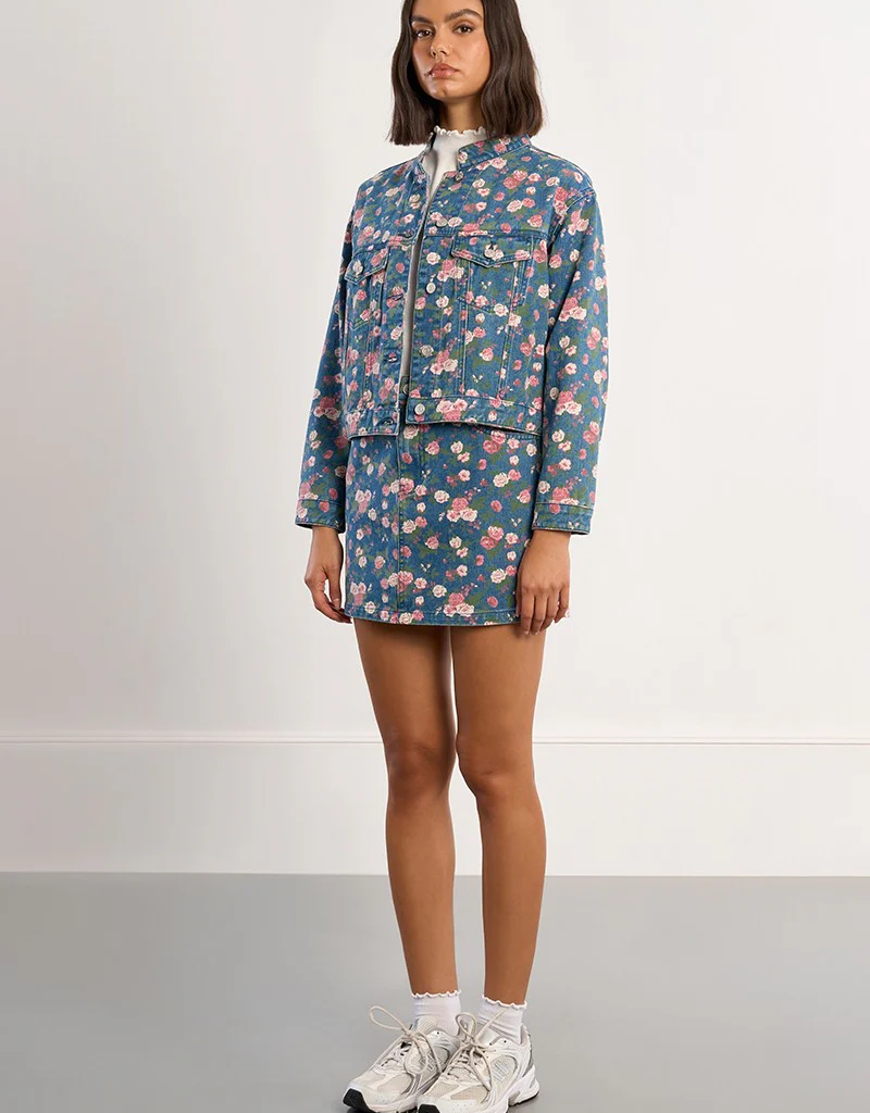 Molly Bracken Bobby Floral Printed Denim Jacket