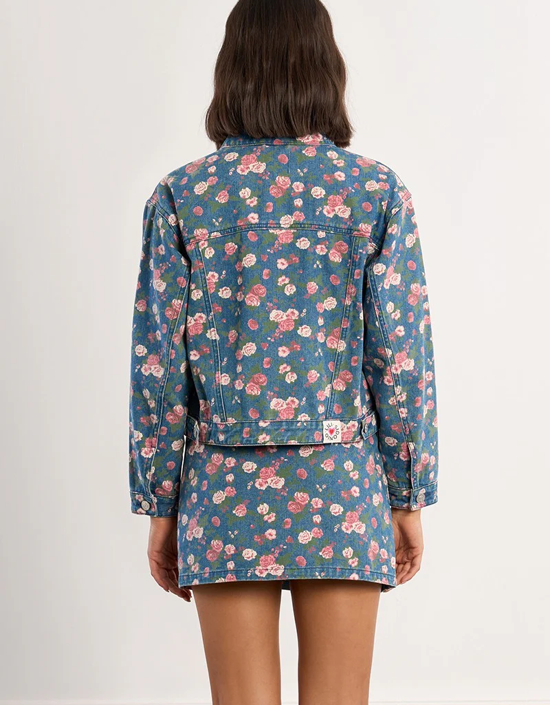 Molly Bracken Bobby Floral Printed Denim Jacket