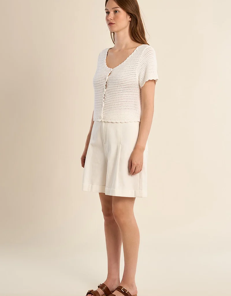 Molly Bracken Kelly Knitted Cardigan in White