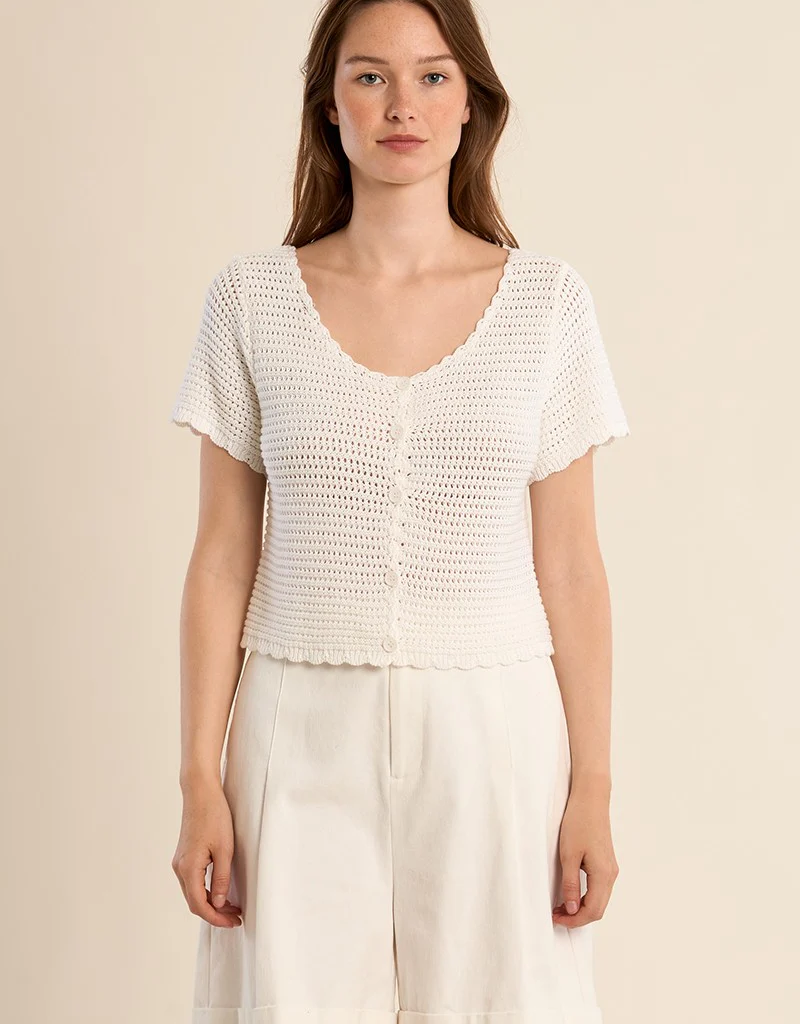 Molly Bracken Kelly Knitted Cardigan in White