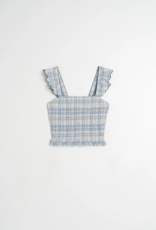 Indi and Cold Effie Elastic Crop Top in British Blue Plaid