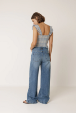 Indi and Cold Effie Elastic Crop Top in British Blue Plaid