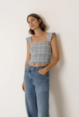 Indi and Cold Effie Elastic Crop Top in British Blue Plaid