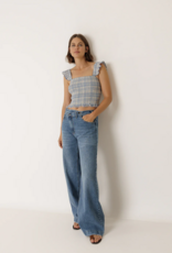 Indi and Cold Effie Elastic Crop Top in British Blue Plaid