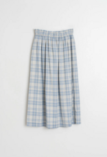 Indi and Cold Andie Cotton Plaid Midi Skirt in British Blue Plaid