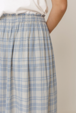 Indi and Cold Andie Cotton Plaid Midi Skirt in British Blue Plaid