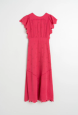 Indi and Cold Abby Schiffli Embroidery Maxi Dress in Strawberry