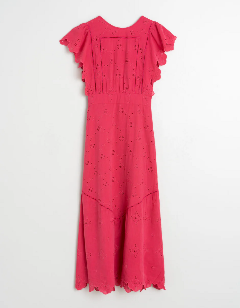 Indi and Cold Abby Schiffli Embroidery Maxi Dress in Strawberry