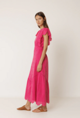 Indi and Cold Abby Schiffli Embroidery Maxi Dress in Strawberry