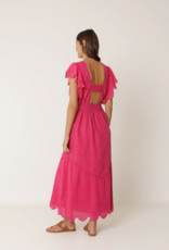 Indi and Cold Abby Schiffli Embroidery Maxi Dress in Strawberry