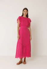 Indi and Cold Abby Schiffli Embroidery Maxi Dress in Strawberry