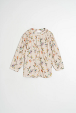 Indi and Cold Gail Ruched Detail Printed Blouse in Beige