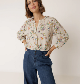 Indi and Cold Gail Ruched Detail Printed Blouse