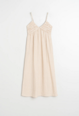 Indi and Cold Potter Strappy Gingham Dress in Beige
