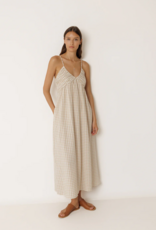Indi and Cold Potter Strappy Gingham Dress in Beige