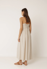 Indi and Cold Potter Strappy Gingham Dress in Beige