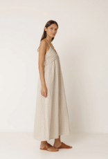 Indi and Cold Potter Strappy Gingham Dress in Beige