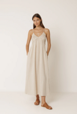 Indi and Cold Potter Strappy Gingham Dress in Beige