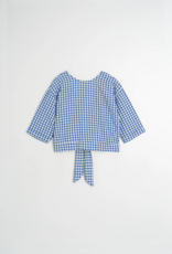 Indi and Cold Eve Reversible Wrap Crop Shirt in British Blue Gingham