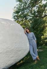 Indi and Cold Eve Reversible Wrap Crop Shirt in British Blue Gingham