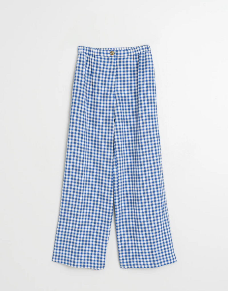 Indi and Cold Drue Elastic Waist Pant in British Blue Gingham