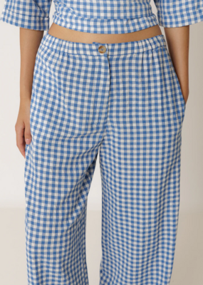 Indi and Cold Drue Elastic Waist Pant in British Blue Gingham