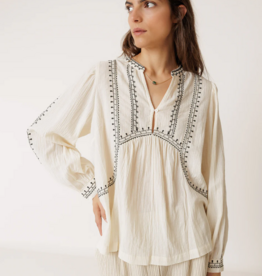Indi and Cold Charlie Embroidered Blouse in Ecru