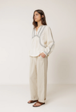 Indi and Cold Charlie Embroidered Blouse in Ecru