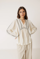 Indi and Cold Charlie Embroidered Blouse in Ecru