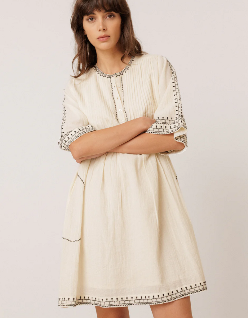 Indi and Cold Kristy Contrast Embroidered Dress