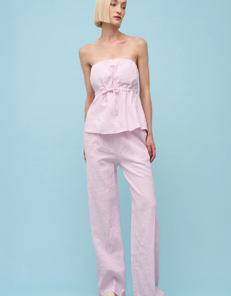 ASTRID Candy Pink Striped Linen Pant