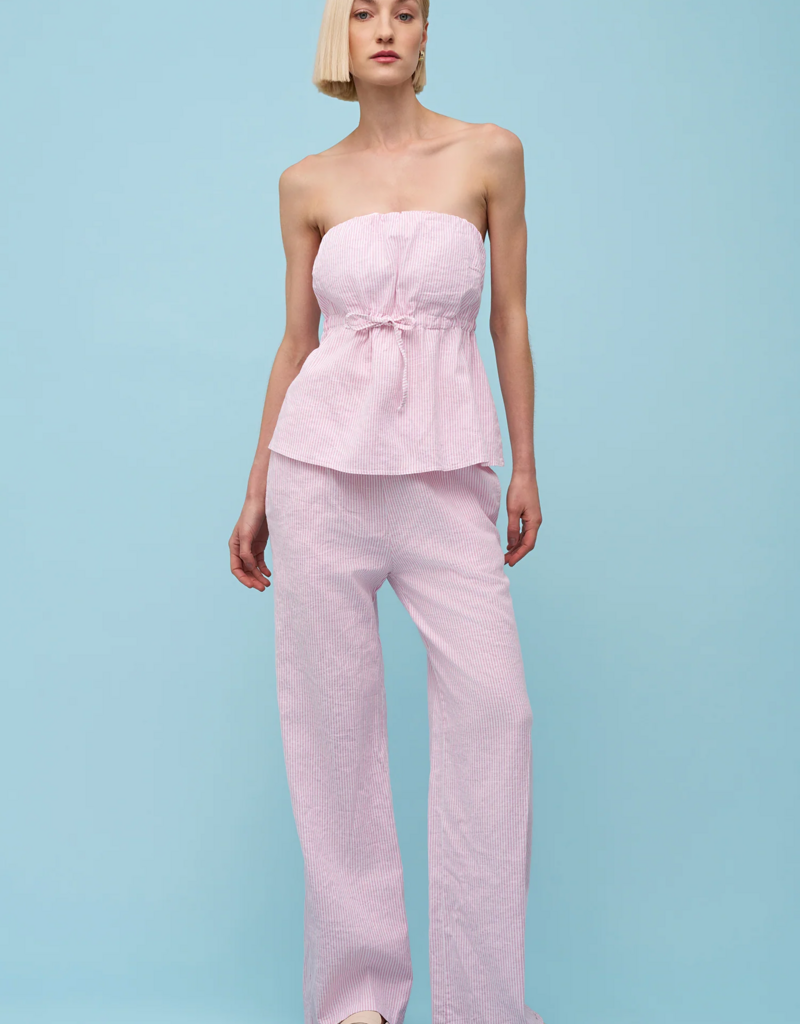 ASTRID Candy Pink Striped Linen Pant