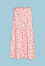 ASTRID Jungle Print Linen Blend Midi Skirt in Pink Toile