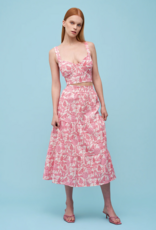 ASTRID Jungle Print Linen Blend Midi Skirt in Pink Toile