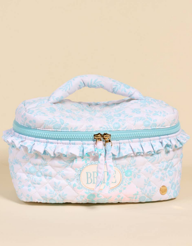 The Darling Effect Bride- Glam and Go Quilted Cosmetic Bag- Blue