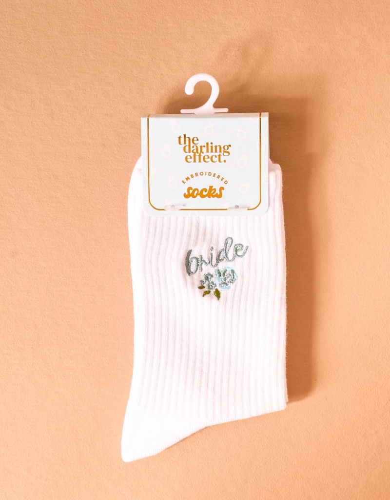 The Darling Effect Bride Emboridered Crew Socks
