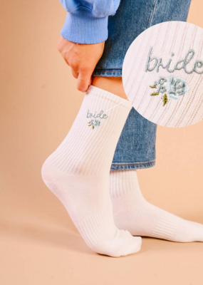 The Darling Effect Bride Emboridered Crew Socks