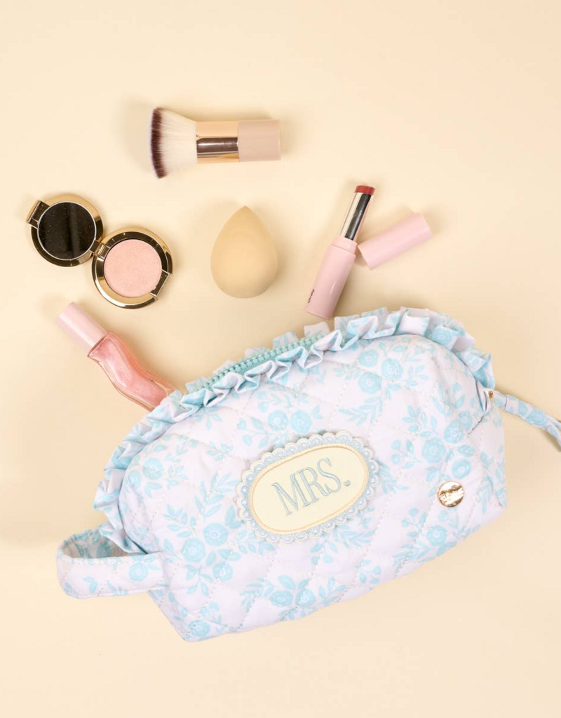 The Darling Effect Mrs. Essentials Quilted Cosmetic Pouch in Something Blue