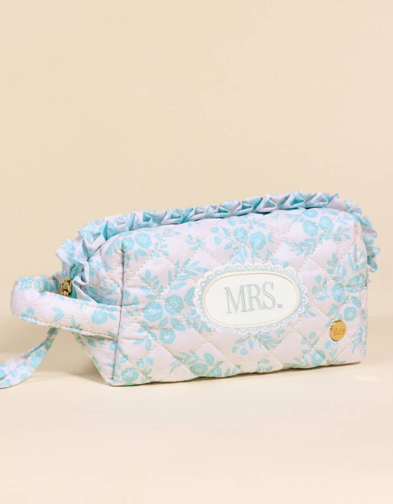 The Darling Effect Mrs. Essentials Quilted Cosmetic Pouch in Something Blue