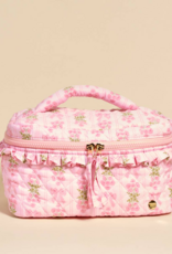 The Darling Effect Oh So Fancy Glam and Go Quilted Cosmetic Bag- Pink