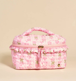 The Darling Effect Oh So Fancy Glam and Go Quilted Cosmetic Bag- Pink