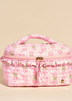 The Darling Effect Oh So Fancy Glam and Go Quilted Cosmetic Bag- Pink